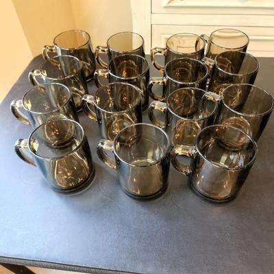 lot of 15 Greenish Glass Mugs