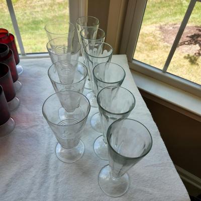Lot of 10 Vintage Clear Glass Ice Cream Dessert Cone Glasses