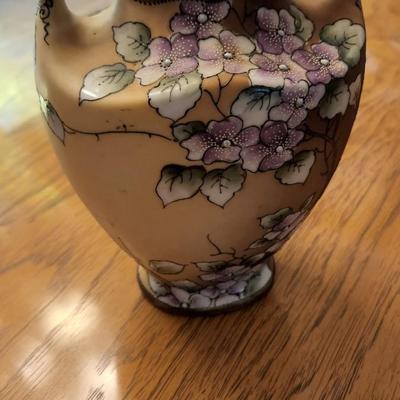 Antique Nippon Vase, Japan, Hand-Painted, Floral, Gold, Moriage