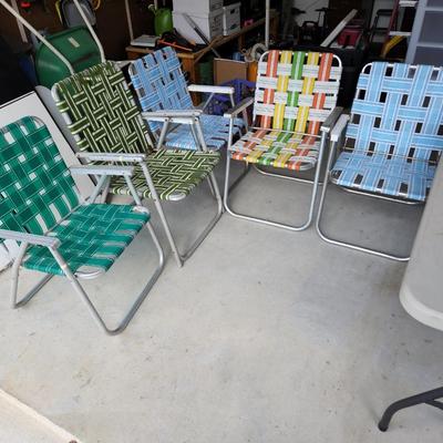 5 Vintage Nylon Webbed Folding Chairs Sunbeam