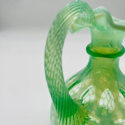 FENTON ~ Opalescent Green ~ Coin Dot Vase