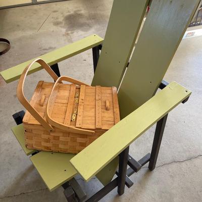 G44-Handcrafted patio chair with picnic basket