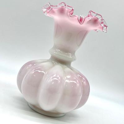 FENTON ~ Peach Crest Vase