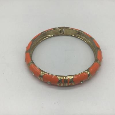 Orange Enamel Hinged Cuff