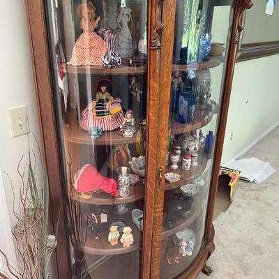 Antique Tiger Maple Curio Cabinet