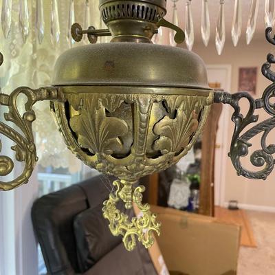Antique Crystal and Brass Oil Lamp. Very Rare!