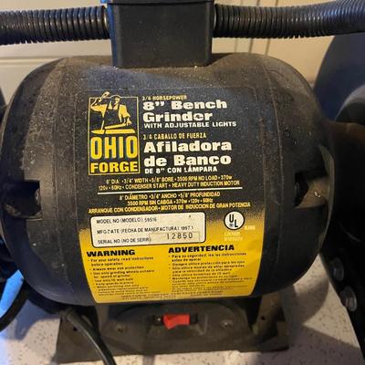 Ohio Forge 8" Bench Grinder with Extras. Good Condition!
