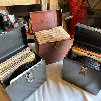 45 rpm Record Lot. Assorted Oldies, 3 Steel Containers.