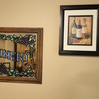 Winery Wine Bottle Wall Mirror Art