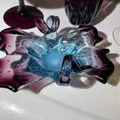Vintage Heavy Colored Glass Lot 5 pcs. From 4" to 16" High