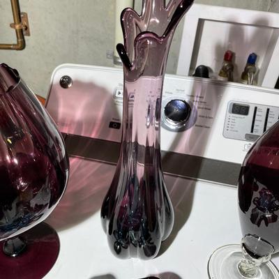 Vintage Heavy Colored Glass Lot 5 pcs. From 4" to 16" High