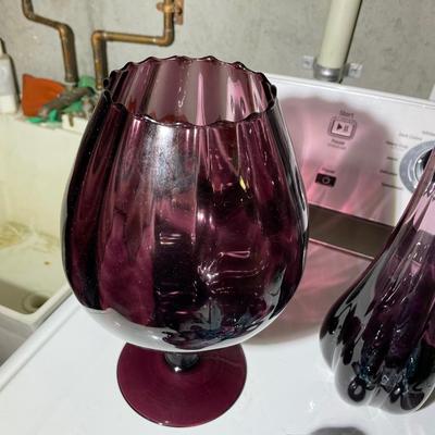 Vintage Heavy Colored Glass Lot 5 pcs. From 4" to 16" High