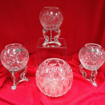 Irish Crystal votive holders and Rose Bowl