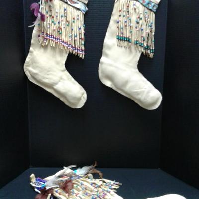 3 Beaded deer hide boot shapes