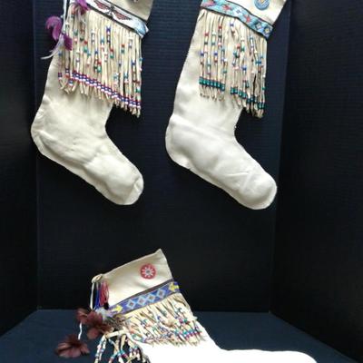 3 Beaded deer hide boot shapes