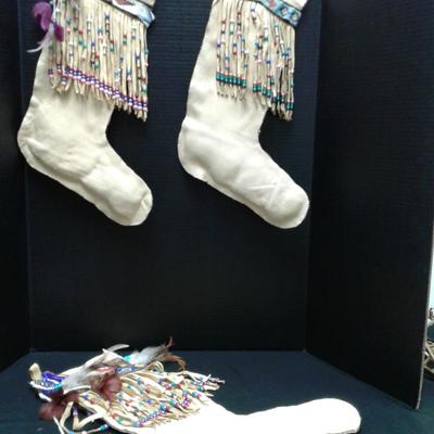 3 Beaded deer hide boot shapes