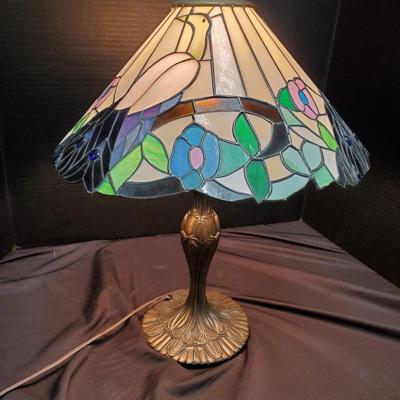 Lovely Peacock Stained Glass Lamp