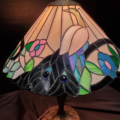 Lovely Peacock Stained Glass Lamp