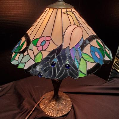 Lovely Peacock Stained Glass Lamp