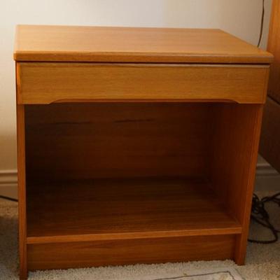 TEAK ONE DRAWER END TABLE WITH LOWER CUBBIE SHELF