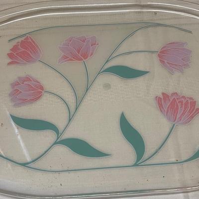 Vintage 80's Floral Clear Plastic Tray