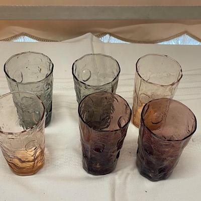 Six Mid Century Bubble Juice Glasses