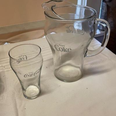 Vintage Coca Cola Pitcher and Glass