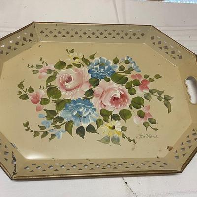 Vintage Floral Tole Tray