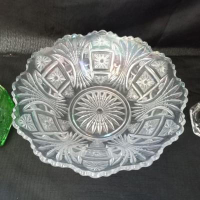 LOT 74  VINTAGE GLASS SERVING PIECES