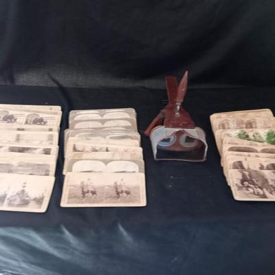 LOT 16 ANTIQUE STEREOVIEWER AND MANY MILITARY  STEREOSCOPIC PHOTOS