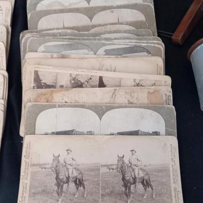 LOT 16 ANTIQUE STEREOVIEWER AND MANY MILITARY  STEREOSCOPIC PHOTOS