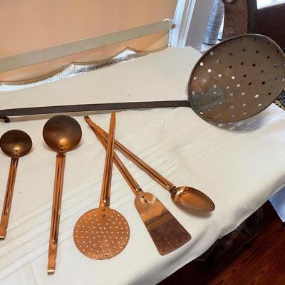 6 Piece Vintage Copper Utensil Lot