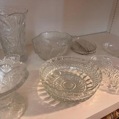 Crystal and glass bowls and serving dishes