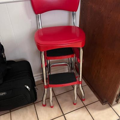 vintage red step stool 