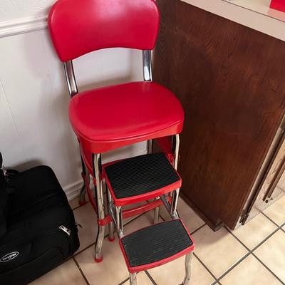 vintage red step stool 