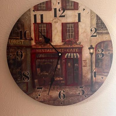 Artwork Street Scene 2 paintings and clock