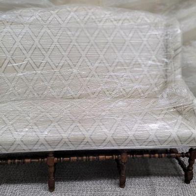 Antique Italian settee newly covered linen geo $1,980
H40"  W58"  D31"