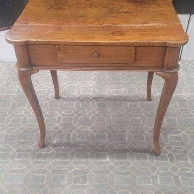Antique fruitwood side table with drawer c a9th C.
H30" W29.5" D19.5"
$900