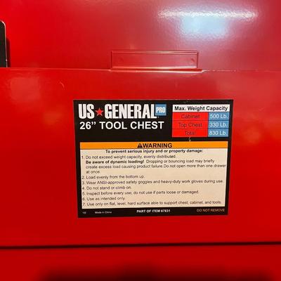 US General Pro Toolbox, NO TOOLS Measures 26w x 18d x 60h