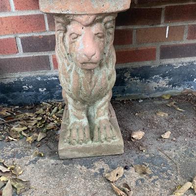 Vintage cement lion garden bench