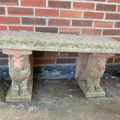 nice vintage cement garden bench with lion legs