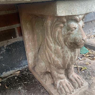 nice vintage cement garden bench with lion legs