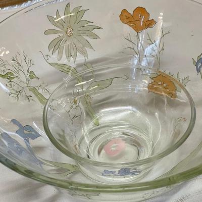 Vintage Glass Chip and Dip Bowl with Matching Serving Bowl