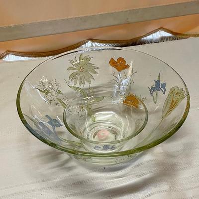 Vintage Glass Chip and Dip Bowl with Matching Serving Bowl
