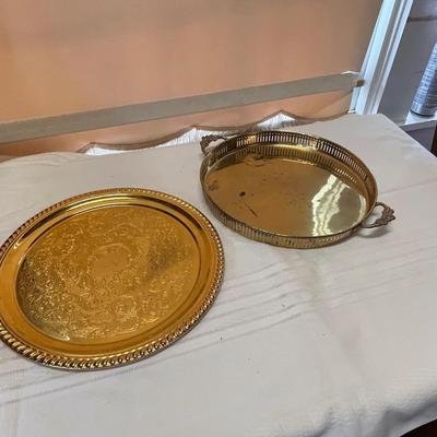 Two Vintage Brass Trays