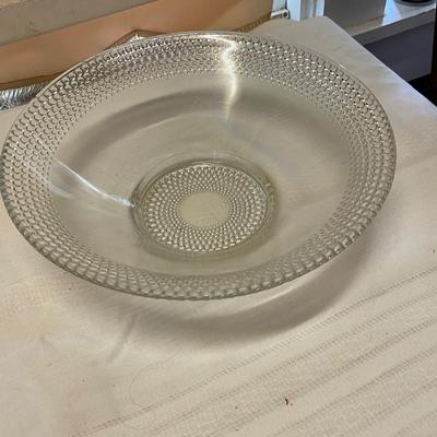 Lot of 2 Vintage Glass Bowls and One Vintage Glass Christmas Platter