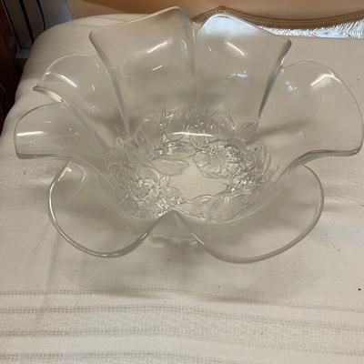 Lot of 2 Vintage Glass Bowls and One Vintage Glass Christmas Platter
