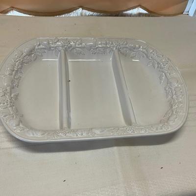 Vintage Raised Fruit Design Three Section Serving Platter
