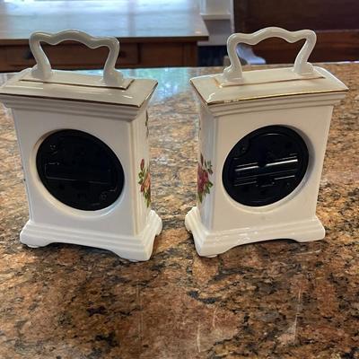 Two Howard Miller Country Rose Desk Clocks