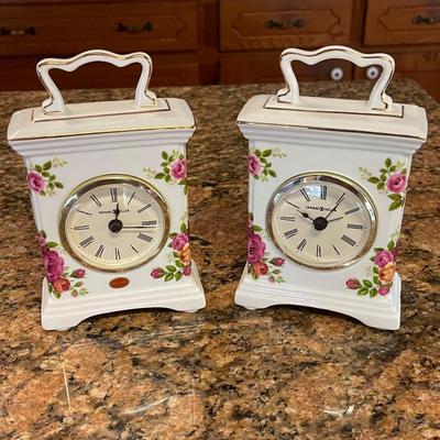 Two Howard Miller Country Rose Desk Clocks